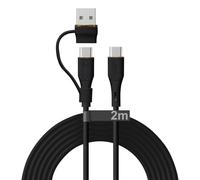 TECHGEAR Cable cargador 2 en 1 de 100 W USB A/C a USB C de silicona suave, carga rápida, 5 A, sin enredos, compatible con MacBook Pro/Air, iPad Air/Pro 2024, iPhone 16, Galaxy S25 Ultra, PS5, Switch