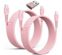 TECHGEAR Cable Cargador Largo USB C a USB C 60W (2M+2M+Adaptador) Cable Trenzado FUERTE Tipo C a C Cable de Datos de Carga Rápida Compatible con iPhone 15, iPad Pro 2022, MacBook Pro, Samsung S24/S23