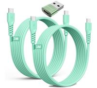 TECHGEAR Cable cargador largo USB C a USB C 60W (2M+2M+Adaptador) Cable trenzado fuerte tipo C a C Cable de datos de carga rápida Compatible con iPhone 15, iPad Pro 2022, MacBook Pro, Samsung S24/S23/