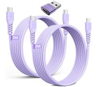 TECHGEAR Cable cargador largo USB C a USB C 60W (2M+2M+Adaptador) Cable trenzado fuerte tipo C a C Cable de datos de carga rápida Compatible con iPhone 15, iPad Pro 2022, MacBook Pro, Samsung S24/S23/