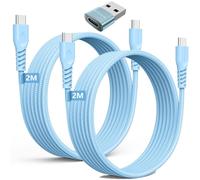 TECHGEAR Cable Cargador Largo USB C a USB C 60W (2M+2M+Adaptador) Cable Trenzado FUERTE Tipo C a C Cable de Datos de Carga Rápida Compatible con iPhone 15, iPad Pro 2022, MacBook Pro, Samsung S24/S23
