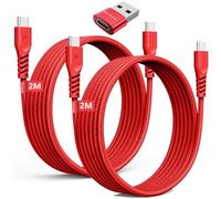 TECHGEAR Cable Cargador Largo USB C a USB C 60W (2M+2M+Adaptador) Cable Trenzado FUERTE Tipo C a C Cable de Datos de Carga Rápida Compatible con iPhone 15, iPad Pro 2022, MacBook Pro, Samsung S24/S23