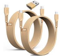 TECHGEAR Cable Cargador Largo USB C a USB C 60W (2M+2M+Adaptador) Cable Trenzado FUERTE Tipo C a C Cable de Datos de Carga Rápida Compatible con iPhone 15, iPad Pro 2022, MacBook Pro, Samsung S24/S23