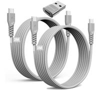 TECHGEAR Cable cargador largo USB C a USB C 60W (3M+3M+Adaptador) Cable trenzado fuerte tipo C a C Cable de datos de carga rápida Compatible con iPhone 15, iPad Pro 2022, iPad Air 4/5, Samsung S24/S23