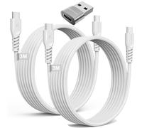 TECHGEAR Cable Cargador Largo USB C a USB C 60W (3M+3M+Adaptador) Cable Trenzado Fuerte Tipo C a C Cable de Datos de Carga Rápida Compatible con iPhone 15, iPad Pro 2022, iPad Air 4/5, Samsung S24/S2