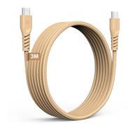 TECHGEAR Cable cargador largo USB C a USB C Cable C a C trenzado fuerte de 60 W Cable de datos tipo C de carga rápida Compatible con iPhone 15, iPad Pro 2022, iPad Air 4/5, Samsung S24/S23/S21/A54/A1