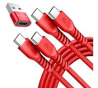 TECHGEAR Cable Cargador USB C a USB C 60W (1M+1M+Adaptador) Cable Trenzado Fuerte Tipo C a C Cable de Datos de Carga Rápida Compatible con iPhone 15, iPad Pro 2022, iPad 10th 2022, MacBook Pro, Samsu