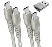 TECHGEAR Cable Cargador USB C a USB C 60W (1M+2M+Adaptador) Cable C a C Trenzado Fuerte Carga Rápida Cable de Datos Tipo C Compatible con iPhone 15, iPad Pro 2022, MacBook Pro, Samsung S24/S23/A54/A1