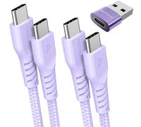 TECHGEAR Cable cargador USB C a USB C 60W (1M+2M+Adaptador) Cable trenzado C a C FUERTE Cable de datos tipo C de carga rápida Compatible con iPhone 15, iPad Pro 2022, MacBook Pro, Samsung S24/S23/A54/