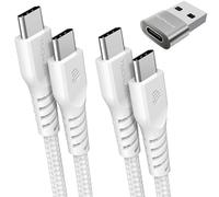TECHGEAR Cable cargador USB C a USB C 60W (1M+2M+Adaptador) Cable trenzado C a C FUERTE Cable de datos tipo C de carga rápida Compatible con iPhone 15, iPad Pro 2022, MacBook Pro, Samsung S24/S23/A54/