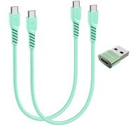 TECHGEAR Cable Cargador USB C a USB C de 60 W (30 cm + 30 cm + Adaptador) Cable Trenzado Fuerte Tipo C a C Cable de Datos de Carga rápida Compatible con iPhone 15, iPad Pro 2022, MacBook Pro, Samsung