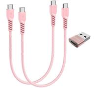 TECHGEAR Cable Cargador USB C a USB C de 60 W (30 cm + 30 cm + Adaptador) Cable Trenzado Fuerte Tipo C a C Cable de Datos de Carga rápida Compatible con iPhone 15, iPad Pro 2022, MacBook Pro, Samsung