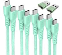 TECHGEAR Cable cargador USB C a USB C (paquete de 6 0,3 M+1M+2M+3M+2x adaptador) Cable trenzado fuerte de 60 W tipo C a C Cable de datos de carga rápida compatible con iPhone 15, iPad Pro 2022, MacBoo