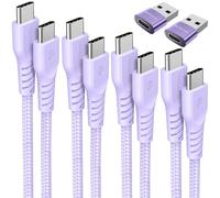 TECHGEAR Cable cargador USB C a USB C (paquete de 6 0,3 M+1M+2M+3M+2x adaptador) Cable trenzado fuerte de 60 W tipo C a C Cable de datos de carga rápida compatible con iPhone 15, iPad Pro 2022, MacBoo