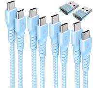 TECHGEAR Cable Cargador USB C a USB C (Paquete de 6 0.3M+1M+2M+3M+2x Adaptador) Cable Trenzado FUERTE Tipo C a C de 60W Cable de Datos de Carga rápida Compatible con iPhone 15, iPad Pro 2022, MacBook