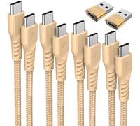 TECHGEAR Cable Cargador USB C a USB C (Paquete de 6 0.3M+1M+2M+3M+2x Adaptador) Cable Trenzado FUERTE Tipo C a C de 60W Cable de Datos de Carga rápida Compatible con iPhone 15, iPad Pro 2022, MacBook