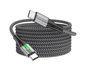 TECHGEAR Cable de carga USB C a USB C, [3 m] 100 W PD3.0 tipo C cable de carga rápida LED indicador de luz LED cable de teléfono para MacBook Pro, iPad Air, iPhone 16 15 Pro Max S25 S24 Ultra, Pixel 9