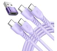 TECHGEAR Cable de carga USB C a USB C de 60 W (1 m + 1 m + adaptador), cable trenzado fuerte tipo C a C, cable de datos de carga rápida compatible con iPhone 15, iPad Pro 2022, iP