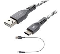TECHGEAR - Cable Trenzado USB-C para Fire HD10 2019, Color Plateado 30cm / 1ft