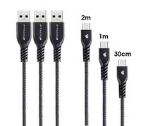 TECHGEAR Cable USB C (30cm/1m/2m) USB Tipo C Fuerte Cable de Cargador y Sincronización Compatible con Samsung Tab S6 Lite, Tab A8 2022, Tab A7, Tab A 10.1", Tab A 10.5", Tab S7 S7 Plus S6 S5e S4 S3