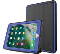 TECHGEAR D-Fence Funda Compatible con el iPad 9.7" 2018/2017 - Funda Protectora Delgada Resistente al Impacto - Carcasa Niños Escuelas Constructores Trabajadores (Azul)