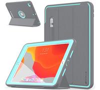TECHGEAR D-Fence Funda Compatible con iPad 10.2 [9a / 8a / 7a generación] 2021/2020/2019, Funda Protectora Delgada Resistente al Impacto iPad 9/8/7, Niños Escuelas Constructores (Gris/Bebe Azul)