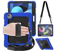 TECHGEAR Funda Compatible con iPad Air 10.9" Pulgadas 2020 (4a generación), Funda Protectora Prueba de Choques Resistente Carcasa con Soporte Giratorio de 360 Grados y Correa de Hombro - Azul