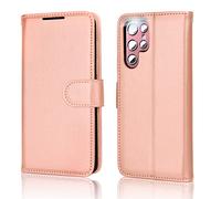 TECHGEAR Funda Compatible con Samsung Galaxy S22 Ultra - Magnético Carcasa Protectora de Cuero con Ranuras para Tarjetas, Soporte y Correa de muñeca - Polipiel para Samsung S22 Ultra Funda (Oro Rosa)