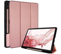 TECHGEAR Funda Compatible con Samsung Galaxy Tab S8 11.0" (SM-X700 / SM-X706) [Soporta Cargar Pencil] Carcasa con Soporte Plegable Triple con protección en la Esquina [Auto-Sueño/Estela] - Oro Rosa
