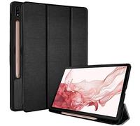 TECHGEAR Funda Compatible con Samsung Galaxy Tab S8 11.0" (SM-X700 / SM-X706) [Soporta Cargar Pencil] Carcasa con Soporte Plegable Triple con protección en la Esquina [Auto-Sueño/Estela] - Negro