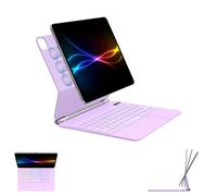 TECHGEAR - Funda con teclado para Apple iPad Air 13" 2025/2024, soporte flotante magnético, panel táctil multitáctil de precisión, retroiluminación de 7 colores, QWERTY, para iPad Pro 12,9" 2018-2022