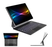 TECHGEAR Funda con teclado para Samsung Galaxy Tab S10 Plus, S9 Plus, S9 FE Plus, S8 Plus, S7 Plus, S7 FE de 12.4 pulgadas, soporte flotante magnético multitáctil, retroiluminación de 7 colores