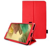 TECHGEAR Funda de Cuero Diseñado para Samsung Galaxy Tab A7 Lite 8.7" 2021 (SM-T220 / SM-T225), Funda de Cuero PU Protectora Soporte y Correa de Mano [Rojo]