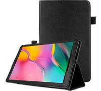 TECHGEAR Funda de Cuero para Nuevo Samsung Galaxy Tab A 10.1" 2019 (SM-T510 / SM-T515) Funda de Cuero PU Protectora Soporte y Correa de Mano [Negro]