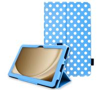 TECHGEAR Funda de Cuero para Samsung Galaxy Tab A9 Plus 11" (SM-X21 / SM-X215) Premium PU Cuero Slim Folio Stand Smart Case Cover con Correa de Mano, Auto Sleep/Wake [Polka/Azul Claro]