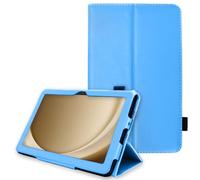 TECHGEAR Funda de Cuero para Samsung Galaxy Tab A9 Plus 11" (SM-X21 / SM-X215) Premium PU Cuero Slim Folio Stand Smart Case Cover con Correa de Mano, Auto Sleep/Wake [Azul Claro]