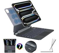 TECHGEAR Funda de teclado para Apple iPad Pro de 11 pulgadas (M5 2025, M4 2024) de 5ª y 6ª generación, funda magnética flotante con soporte, trackpad multitáctil de precisión, retroiluminación de 7