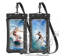 TECHGEAR Funda impermeable para teléfono, [2 unidades] IPX8 flotante para natación, bolsa impermeable para teléfono con cordón compatible con iPhone 17 16e 16 15 14 13 12, Samsung S25 S24 S23 Ultra