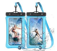 TECHGEAR Funda impermeable para teléfono, [2 unidades] IPX8 flotante para natación, bolsa impermeable para teléfono con cordón compatible con iPhone 17 16e 16 15 14 13 12, Samsung S25 S24 S23 Ultra
