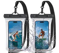 TECHGEAR Funda impermeable para teléfono, [2 unidades] IPX8 impermeable para natación, bolsa de teléfono impermeable con cordón ajustable para iPhone 14, 13, S22+, S21 Ultra y más de hasta 7 pulgadas