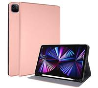 TECHGEAR Funda Smart Compatible con iPad Pro 12.9" 2021 (5a generación) - Carcasa Delgada con Soporte Plegable y Protección Angular Adicional [Auto-Sueño/Estela] - Oro Rosado
