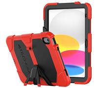 TECHGEAR G-Shock Funda Compatible con iPad 10 2022 (10a generación) - Funda Protectora Prueba de Choques con Soporte - Carcasa Niños Escuelas Constructores Trabajadores [Rojo]