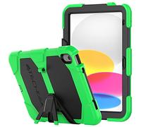 TECHGEAR G-Shock Funda Compatible con iPad 10 2022 (10a generación) - Funda Protectora Prueba de Choques con Soporte - Carcasa Niños Escuelas Constructores Trabajadores [Verde]