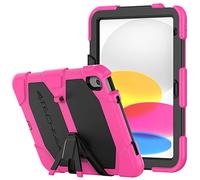 TECHGEAR G-Shock Funda Compatible con iPad 10 2022 (10a generación) - Funda Protectora Prueba de Choques con Soporte - Carcasa Niños Escuelas Constructores Trabajadores [Rosado]