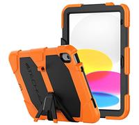 TECHGEAR G-Shock Funda Compatible con iPad 10 2022 (10a generación) - Funda Protectora Prueba de Choques con Soporte - Carcasa Niños Escuelas Constructores Trabajadores [Naranja]
