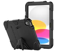 TECHGEAR G-Shock Funda Compatible con iPad 10 2022 (10a generación) - Funda Protectora Prueba de Choques con Soporte - Carcasa Niños Escuelas Constructores Trabajadores [Negro]