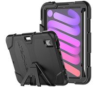 TECHGEAR G-Shock Funda Compatible con iPad Mini 6 2021 (6a generación - Funda Protectora Prueba de Choques con Soporte - Niños Escuelas Constructores Trabajadores [Negro]