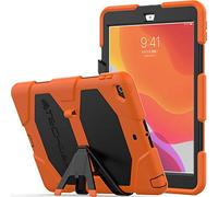 TECHGEAR G-SHOCK Funda Compatible con Nuevo iPad 10.2" 2021/2020/2019 (9ª/8ª/7ª generación) Funda Protectora Prueba de Choques con Soporte - Carcasa Niños Escuelas Constructores Trabajadores [Naranja]