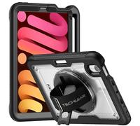 TECHGEAR JOLT-SHELL - Funda para Apple iPad Mini 7 / Mini 6 de 8.3 pulgadas [7ª/6ª generación], resistente, delgada, a prueba de golpes, con soporte giratorio de 360 grados y funda con correa de mano,