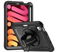 TECHGEAR JOLT-SHELL - Funda para Apple iPad Mini 7 / Mini 6 de 8.3 pulgadas [7ª/6ª generación], resistente, delgada, a prueba de golpes, con soporte giratorio de 360 grados y funda con correa de mano,